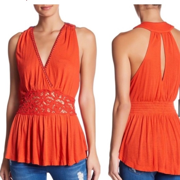 Free People Tops - 👠NWT FREE PEOPLE ORANGE MEGAN V TOP
